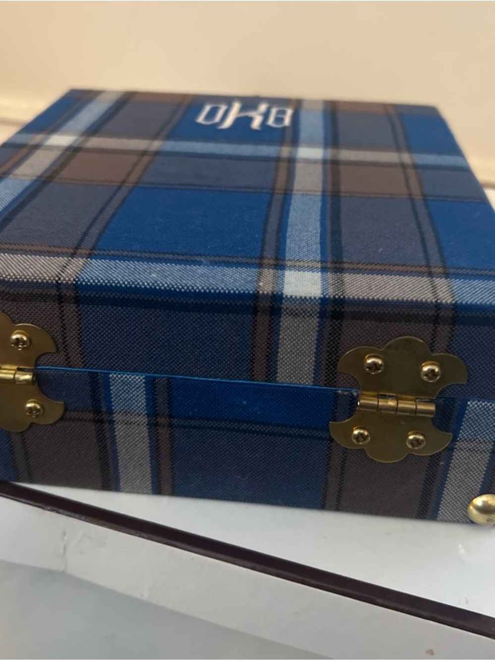 Tiffany & Co. Blue Plaid Travel Jewelry Case